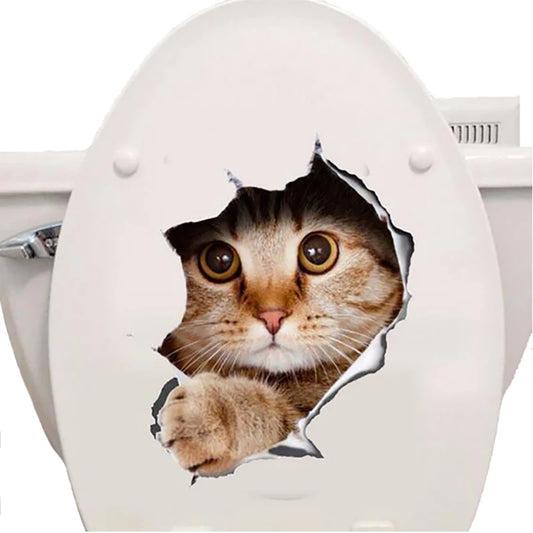 Cute Cats 3D Wall Sticker Hole View