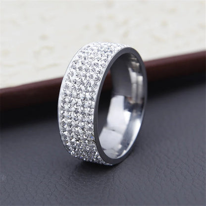 Vintage Retro Style Steel Crystal Rings