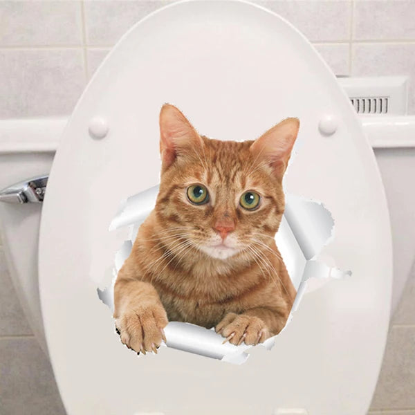 Cute Cats 3D Wall Sticker Hole View