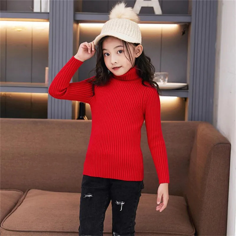Winter Turtleneck Knitted Autumn Pullover Kids Knitwear Sweaters