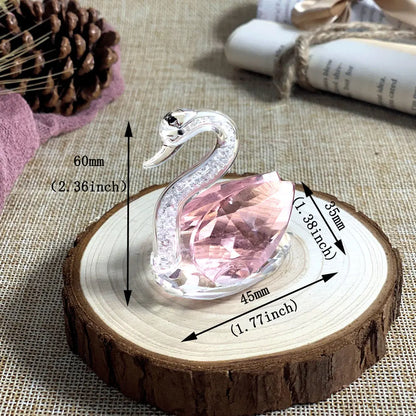 Diamond Swan Crystal Figurines Glass Ornament Table Decoration