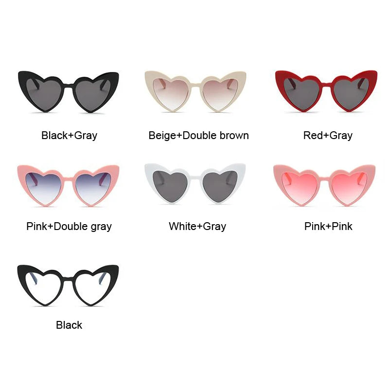Love Heart Cat Eye Vintage Red Heart Shape Sun Glasses