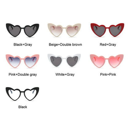 Love Heart Cat Eye Vintage Red Heart Shape Sun Glasses