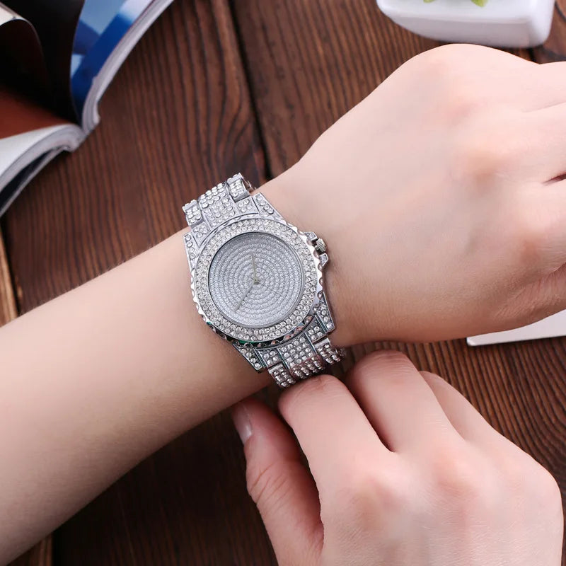 Luxury Crystal Shine Steel Quartz Watches