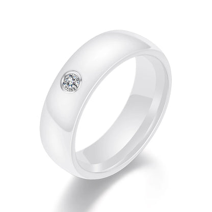 Black White Colorful Ceramic With Big Crystal Ring