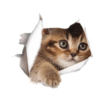 Cute Cats 3D Wall Sticker Hole View