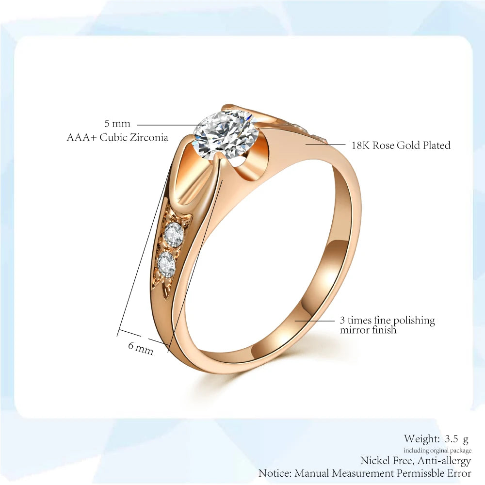 Double Fair 0.5 Carat Cubic Zircon Rose Gold Ring