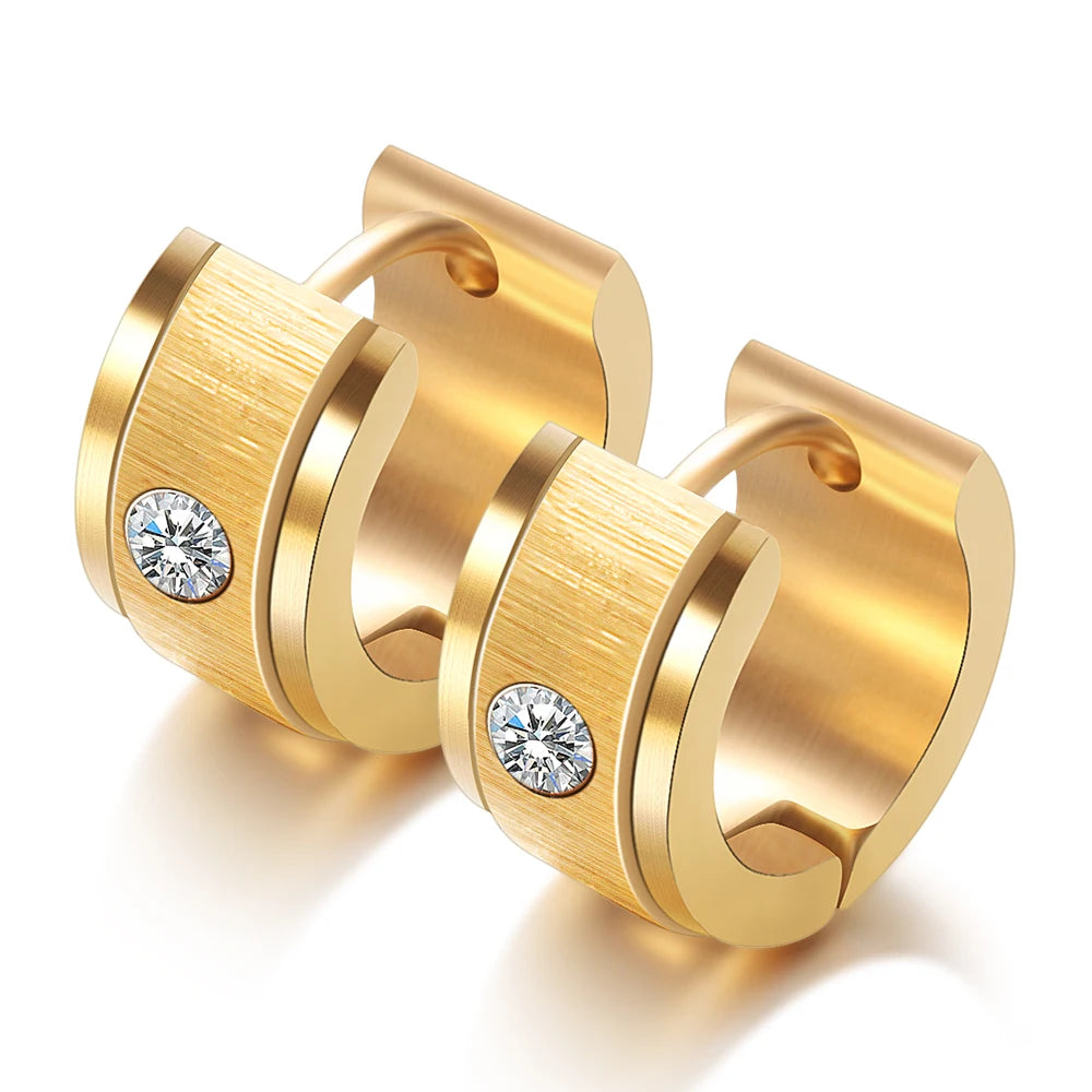 Stainless Steel Zircon Crystal hoop Earrings