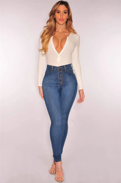 High Waist Push Up High Elastic Stretch Denim Skinny Jeans Pants