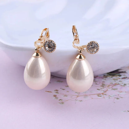 Luxury High Light Spring Resin Waterdrop Clip Earrings