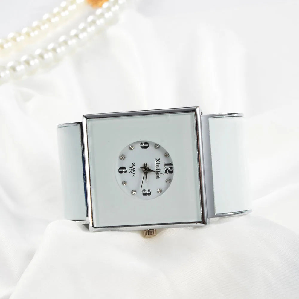 Big Stainless Steel Bracelet Luxury Crystal Watch