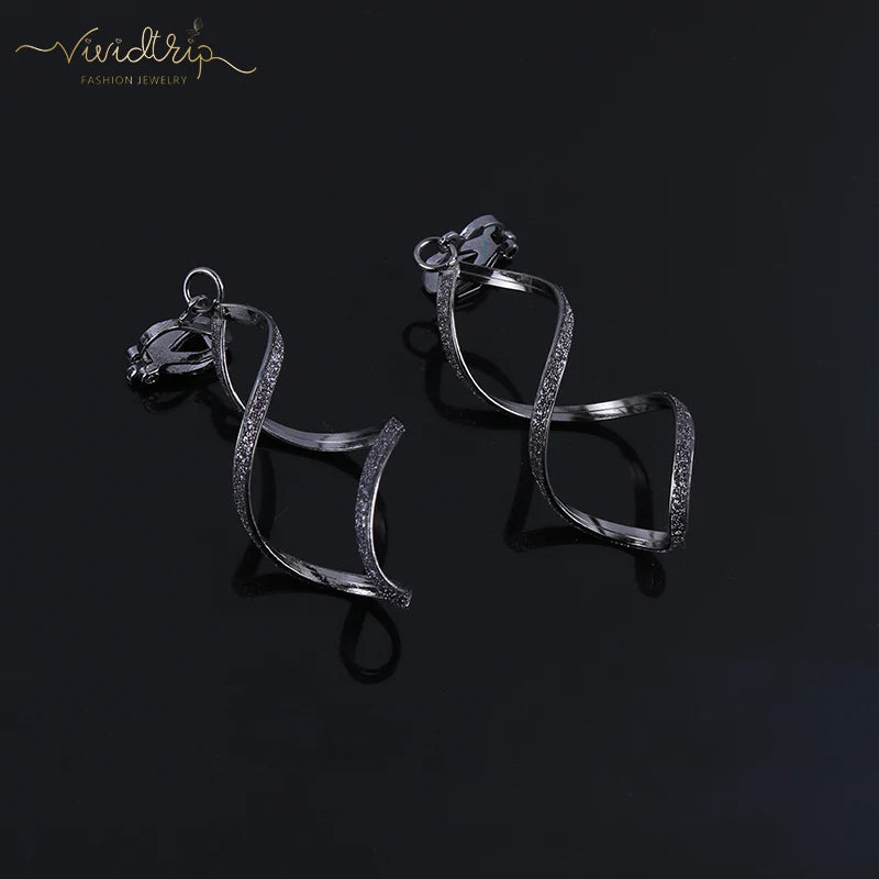 4 Color Geometry Irregular Metal Wave Clip on Earrings