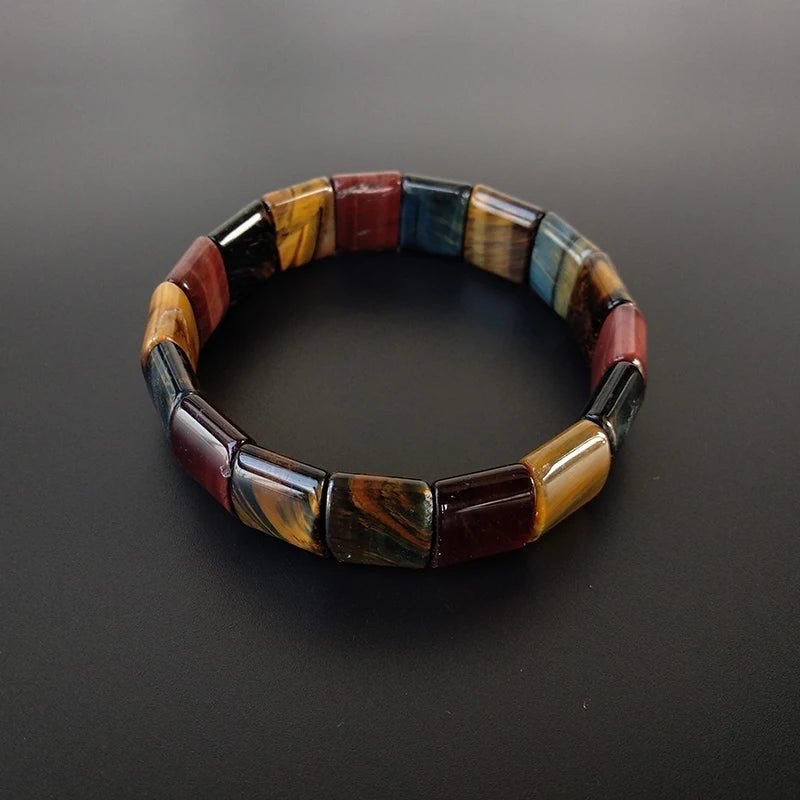 Colorful Tiger Eyes Natural Stone Beads Bangles & Bracelets Handmade Energy Bracelet