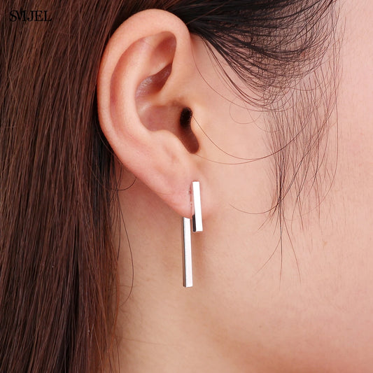 T Bar Drop Geometric Ear Jacket Earrings