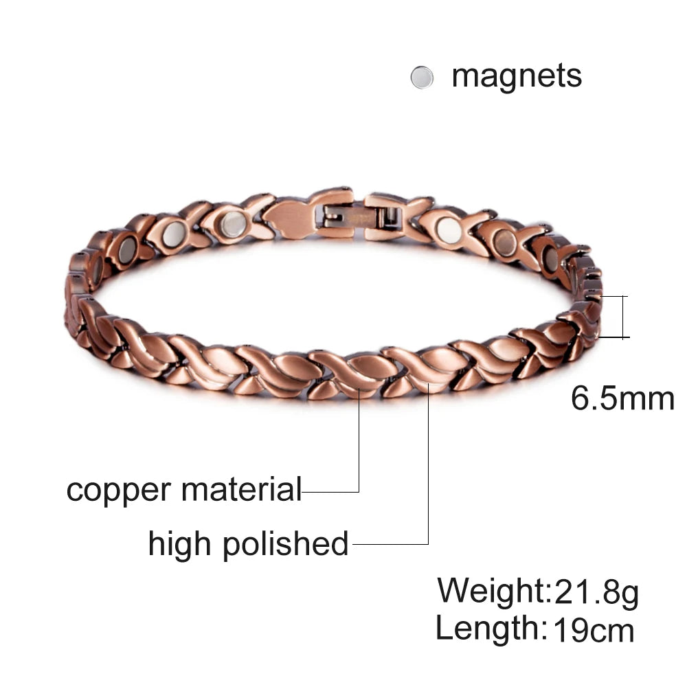Magnetic Pure Copper 6.5mm Vintage Chain Health Energy Magnet Bracelets