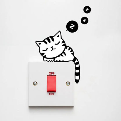 Cute Cats 3D Wall Sticker Hole View