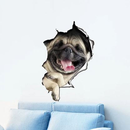 Cute Cats 3D Wall Sticker Hole View