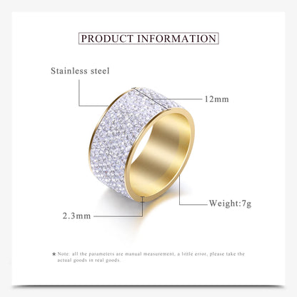 8 row Austria Crystal Stainless Steel Rings