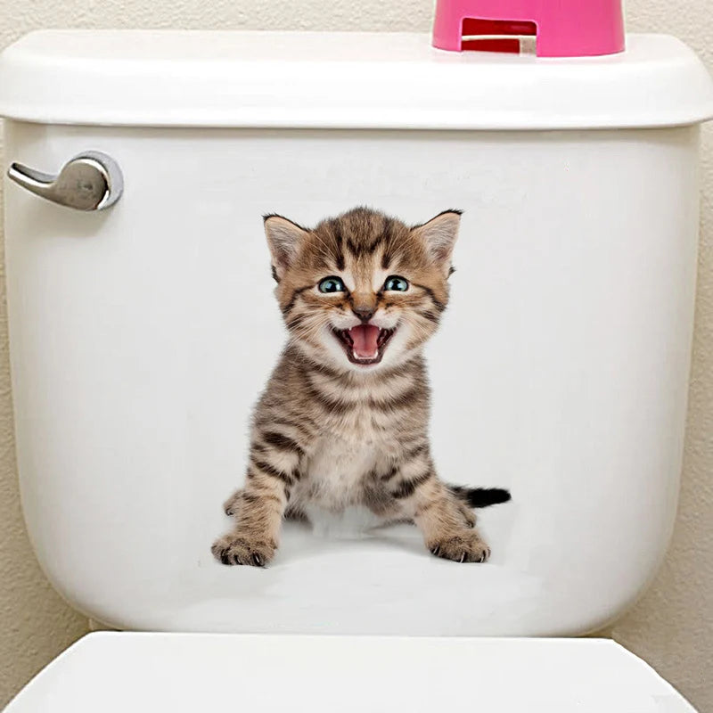 Cute Cats 3D Wall Sticker Hole View