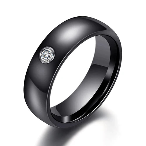 Black White Colorful Ceramic With Big Crystal Ring