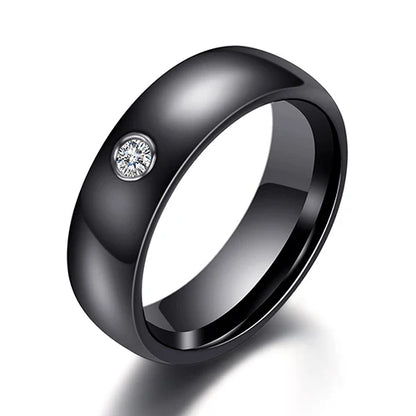 Black White Colorful Ceramic With Big Crystal Ring