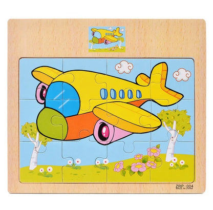 12/9 PCS Puzzles Wooden Kids Baby Wood Cartoon Toys