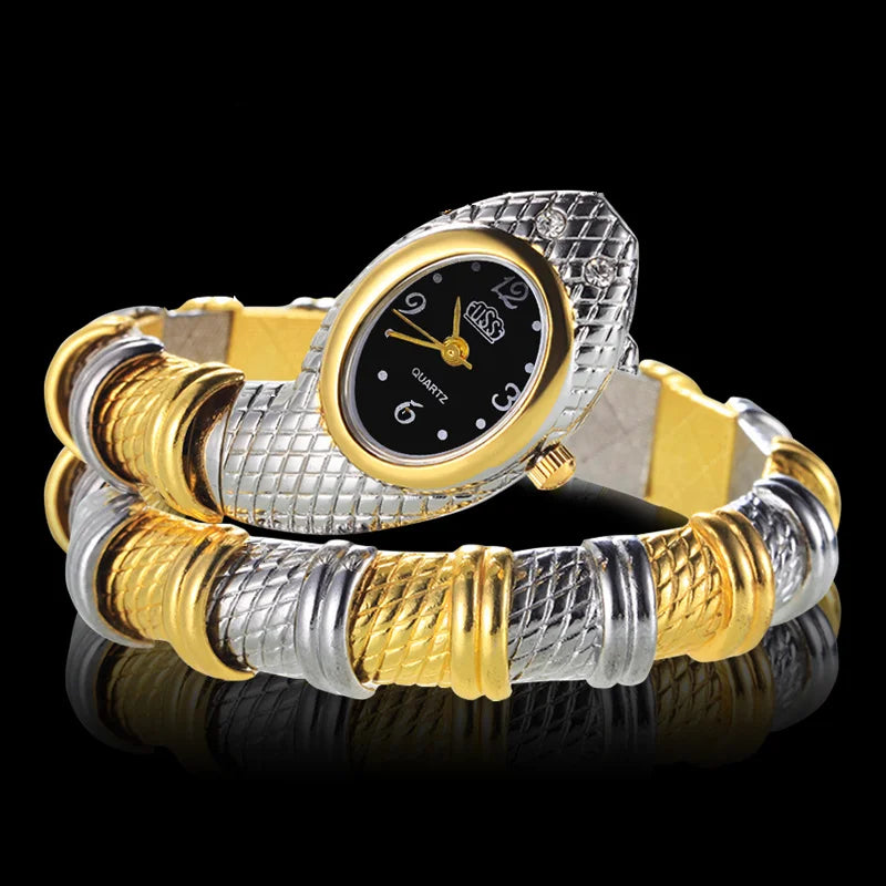 Snake Luxury Gold Quartz Bracelet  Watches Clock