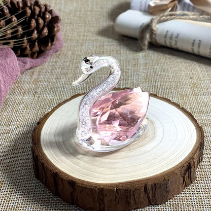 Diamond Swan Crystal Figurines Glass Ornament Table Decoration