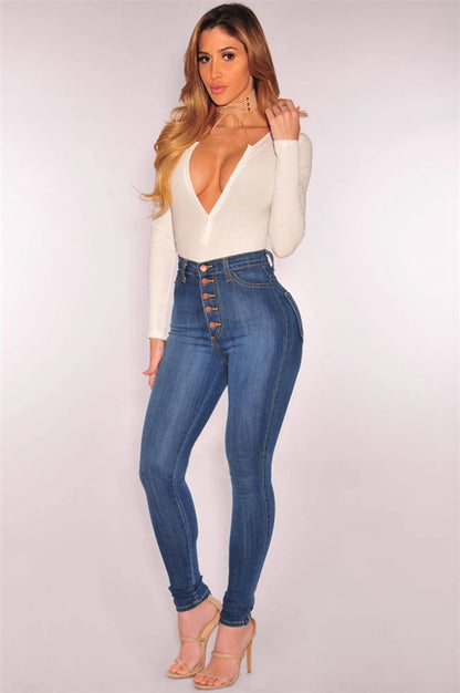 High Waist Push Up High Elastic Stretch Denim Skinny Jeans Pants