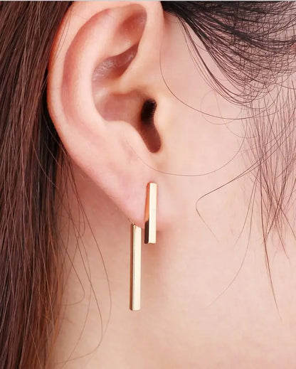 T Bar Drop Geometric Ear Jacket Earrings