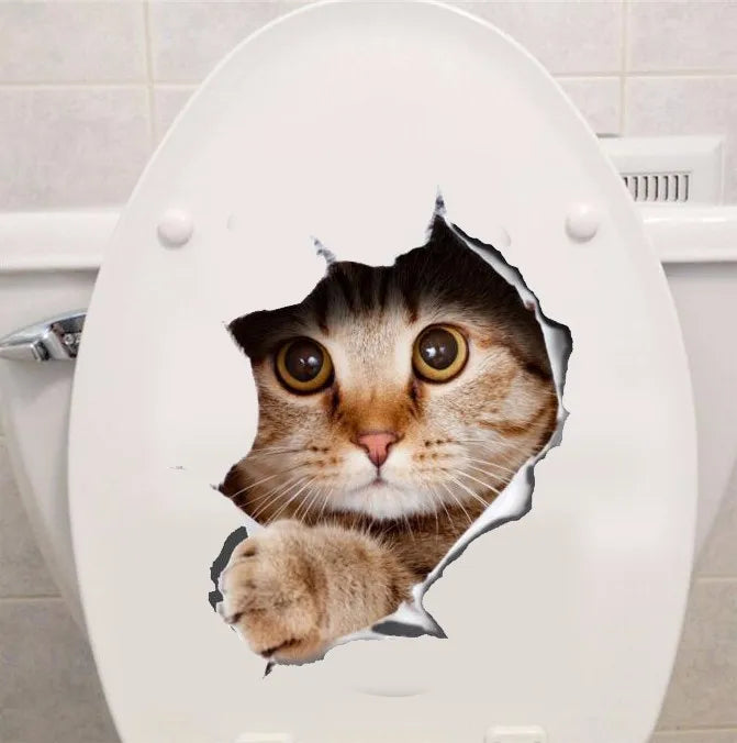 Cute Cats 3D Wall Sticker Hole View