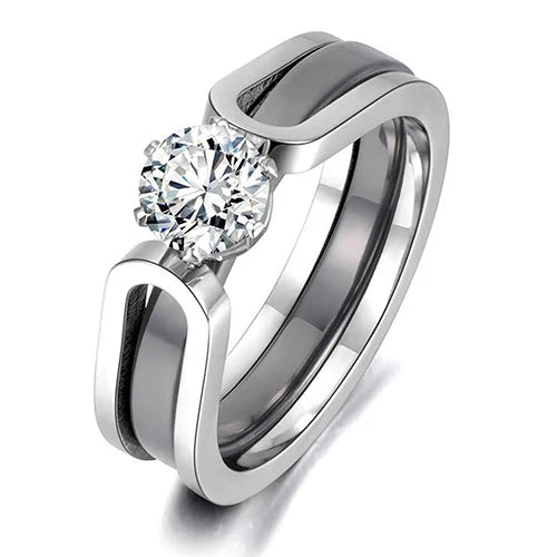 DANA 2 layers Ceramic Crystal Zircon Ring