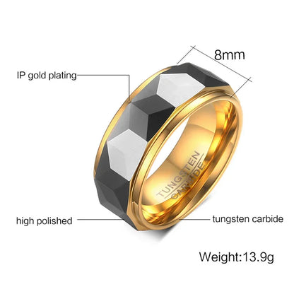 Wide Geometric Tungsten Carbide Wedding Rings
