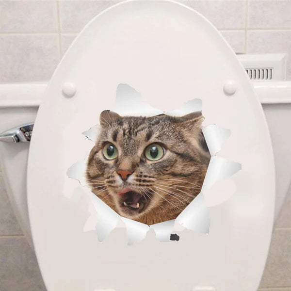 Cute Cats 3D Wall Sticker Hole View