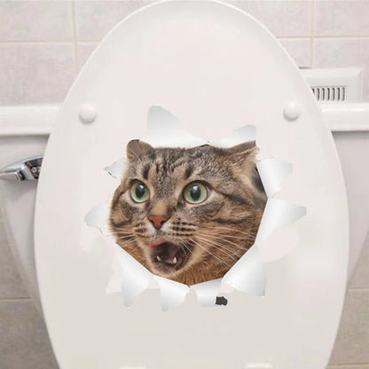 Cute Cats 3D Wall Sticker Hole View