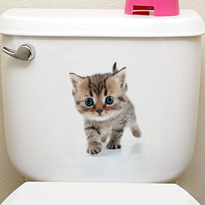 Cute Cats 3D Wall Sticker Hole View