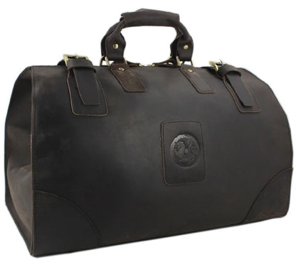 Vintage Crazy Horse Genuine Leather Travel Bag  Large Luggage