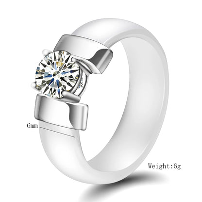 Ceramic Cubic Zirconia Stainless Steel Ring