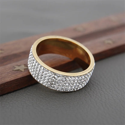 Vintage Retro Style Steel Crystal Rings
