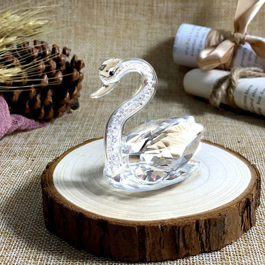 Diamond Swan Crystal Figurines Glass Ornament Table Decoration