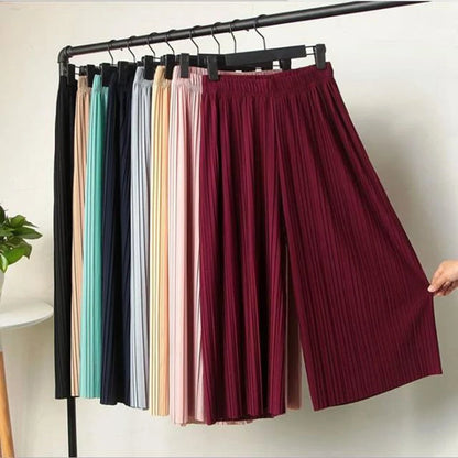 Waist High Pleated Wide Leg  Chiffon Loose Pants