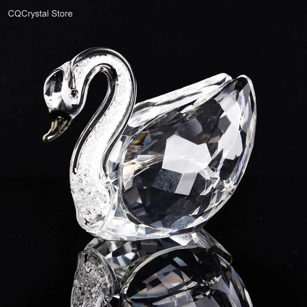 Diamond Swan Crystal Figurines Glass Ornament Table Decoration
