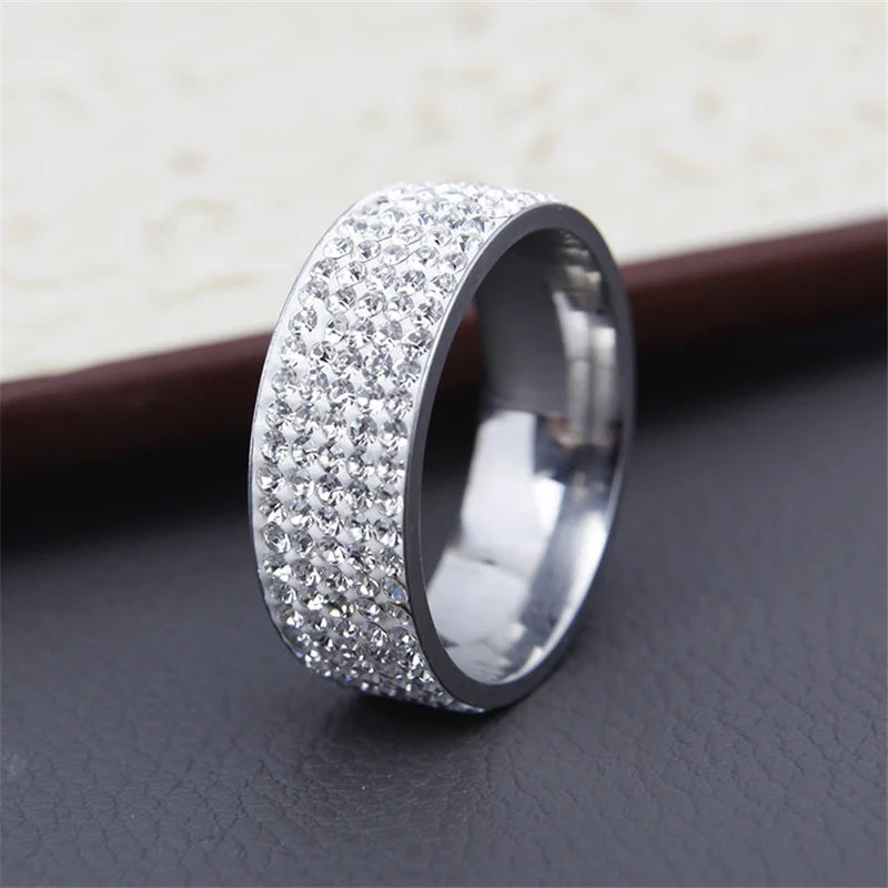 Vintage Retro Style Steel Crystal Rings