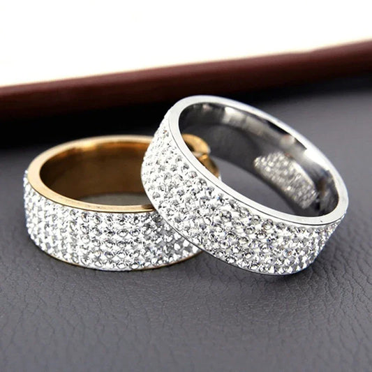 Vintage Retro Style Steel Crystal Rings