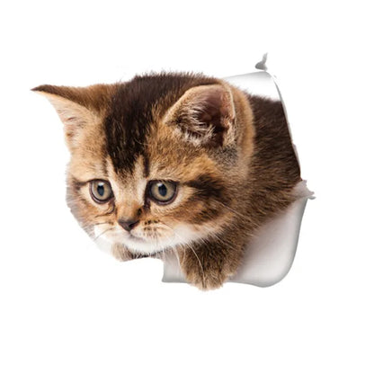 Cute Cats 3D Wall Sticker Hole View