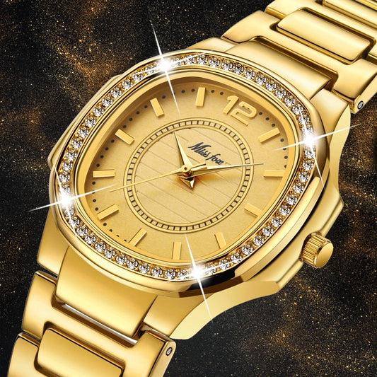 Luxury Quartz Diamond Gold Watch
