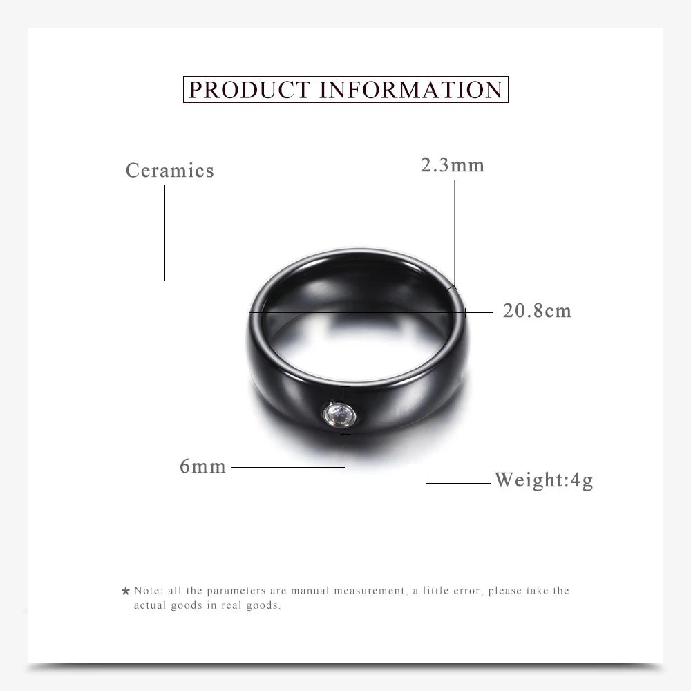 Ceramic With Crystal Wedding Band Ring