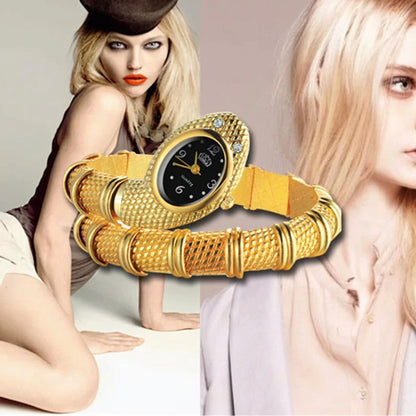 Snake Luxury Gold Quartz Bracelet  Watches Clock