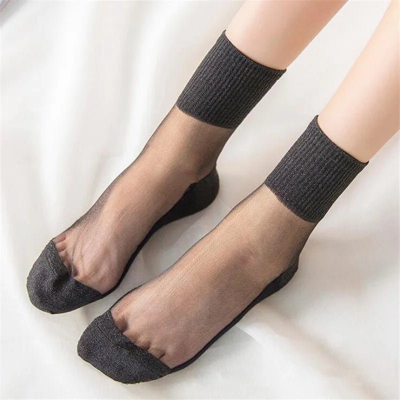Ultra thin Transparent Crystal Glass Silk Socks