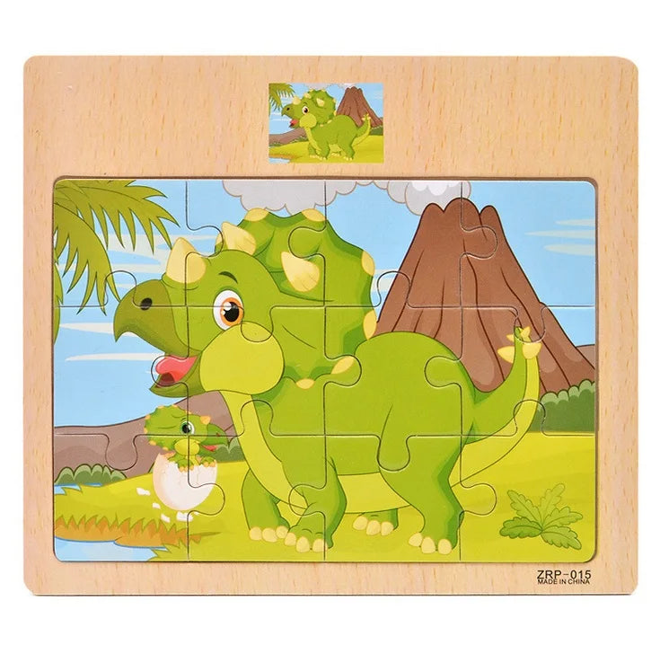 12/9 PCS Puzzles Wooden Kids Baby Wood Cartoon Toys